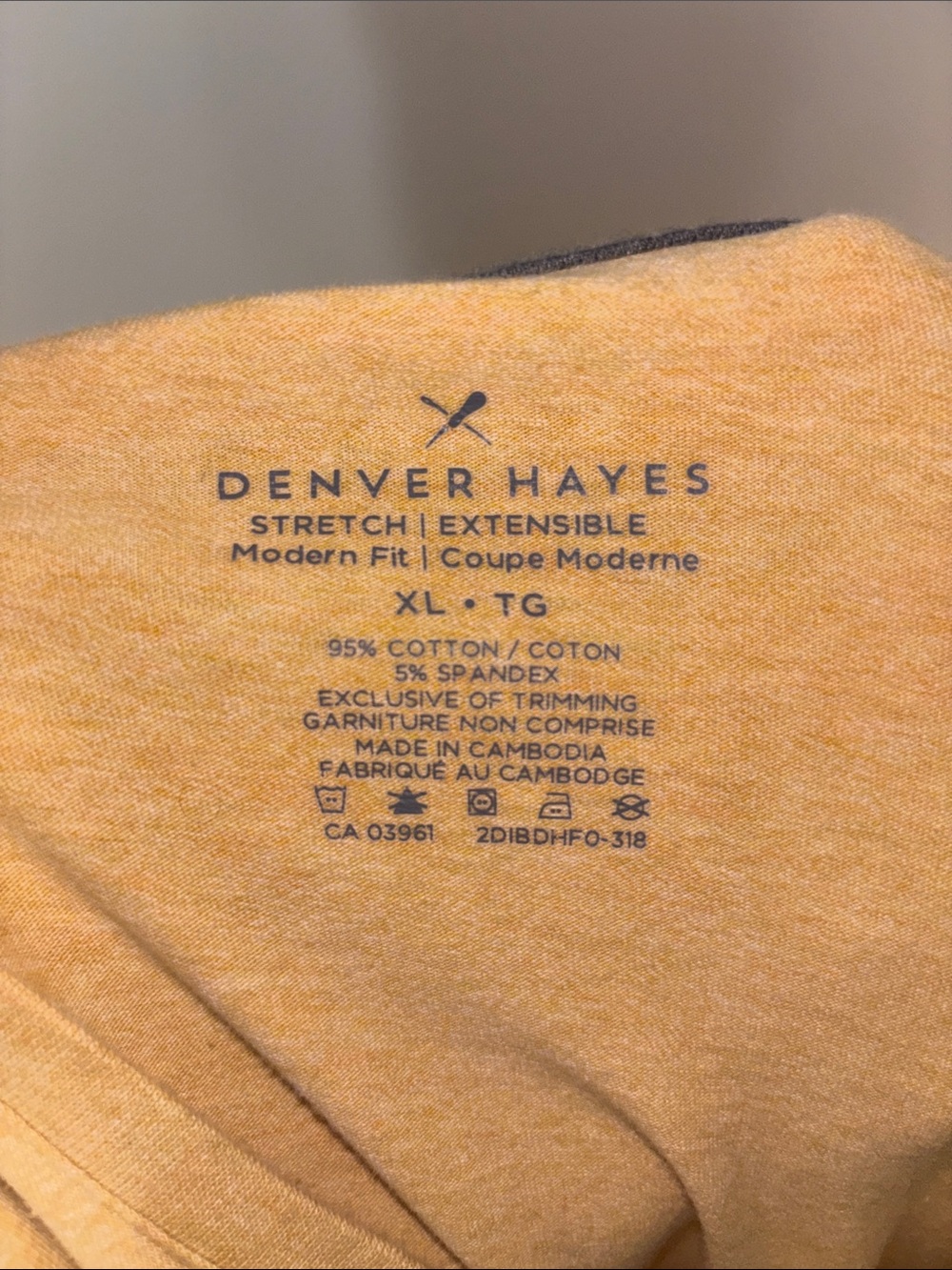 Denver Hayes Men’s XL V‑Neck Yellow T-Shirt - Picture 2 of 3